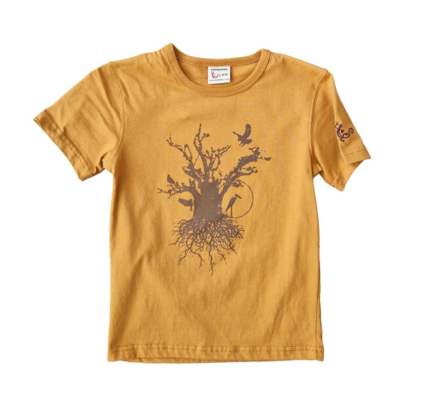 t-shirt enfant 10 ans jaune baobab habité