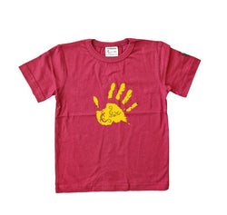 t-shirt enfant sambalou rouge bordeaux main salamandre