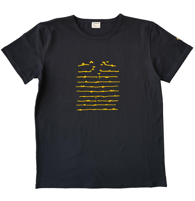 T-shirt "Flybarbelé" Noir - T-shirt homme 100% coton biologique - Sérigraphie en Belgique - Tee shirts originaux et colorés - Sambalou