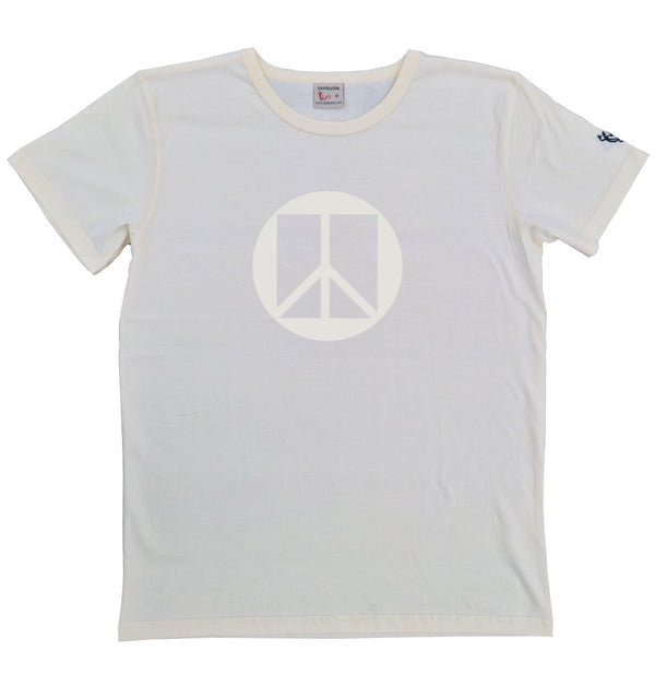 T-shirt homme bio Sambalou couleur blanc cassé - motif peace