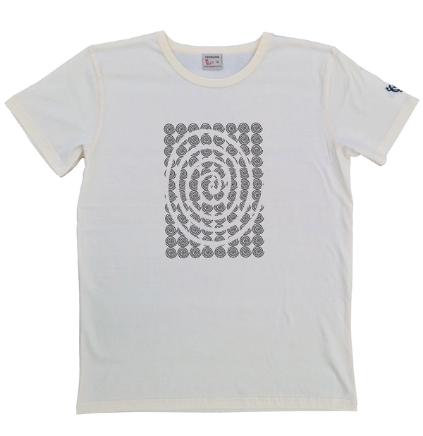 T-shirt homme bio Sambalou couleur blanc cassé - motif spiralemania