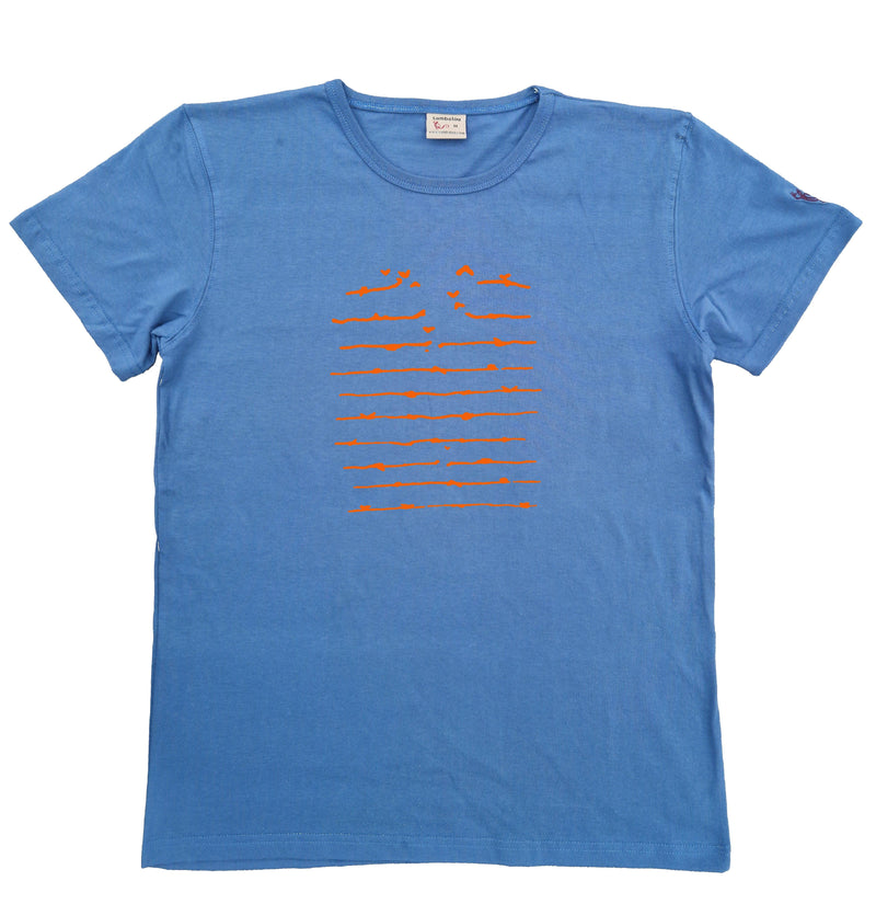 T-shirt "Flybarbelé" bleu gris - T-shirt homme 100% coton biologique - Sérigraphie en Belgique - Tee shirts originaux et colorés - Sambalou