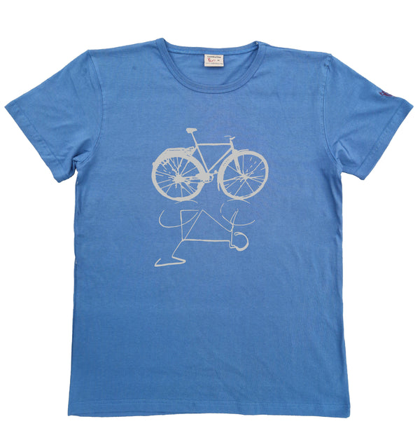 t-shirt bio classique homme sambalou couleur bleu gris- motif vélo live