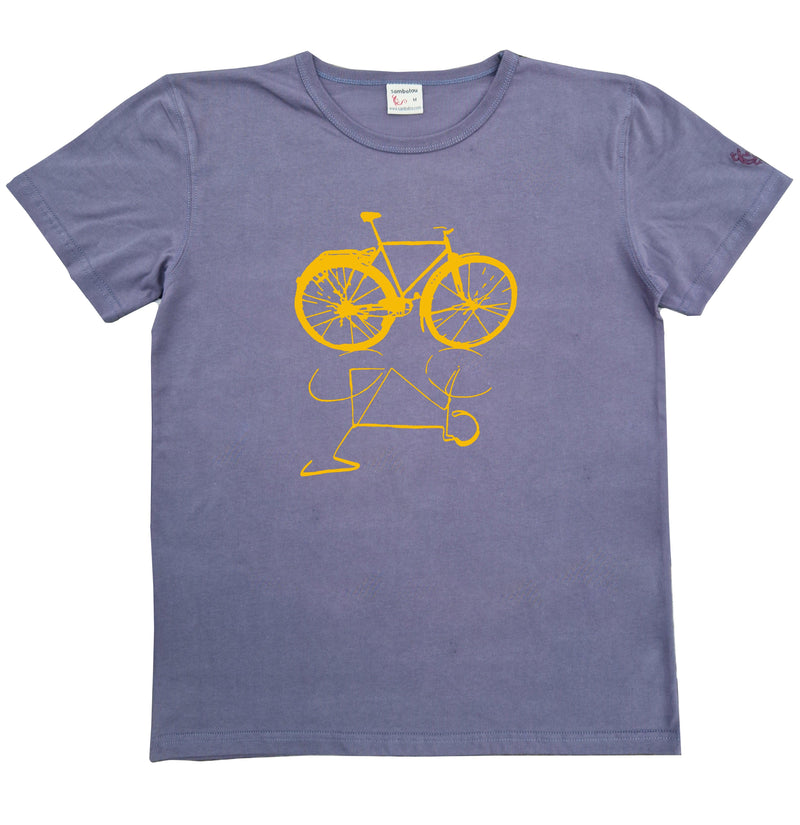 t-shirt bio classique homme sambalou couleur gris - motif vélo live
