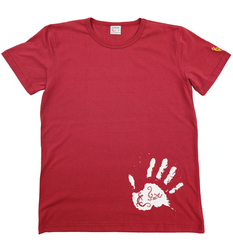La main salamandre blanc - T-shirt homme bio Sambalou couleur rouge 2023