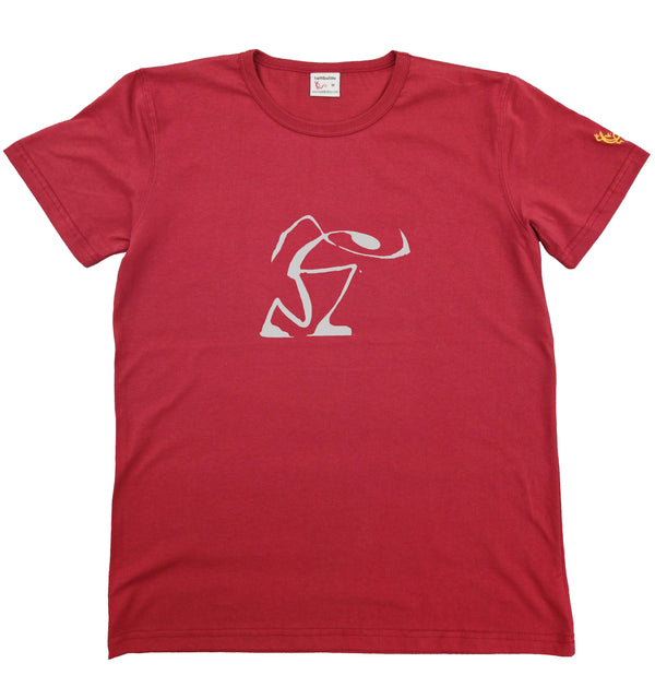 Marcheur blanc -T-shirt homme rouge 