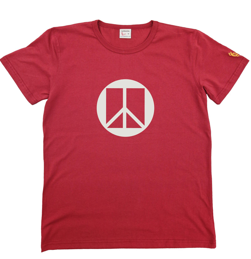 T-shirt homme bio Sambalou couleur rouge motif peace