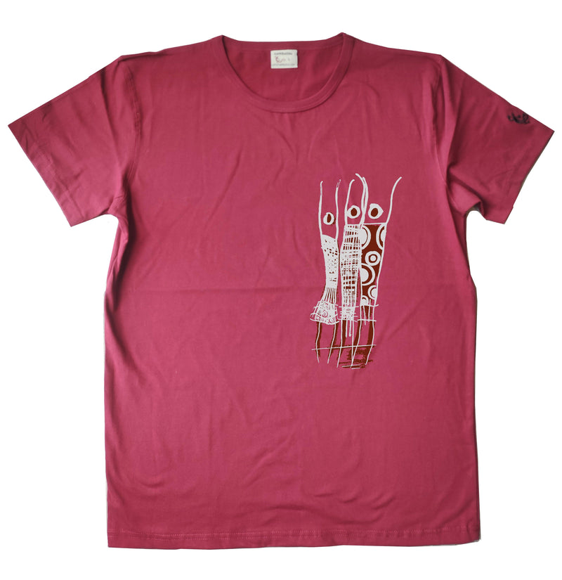 t-shirt sambalou rouge bordeaux - 3 danseuses