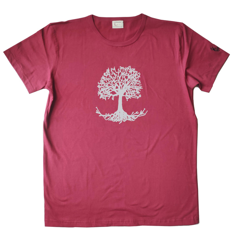 t-shirt classique sambalou bordeaux - motif arbre