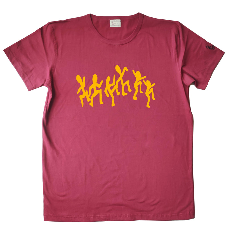 t-shirt homme classique sambalou - biologique - rouge bordeaux -- motif danseur 