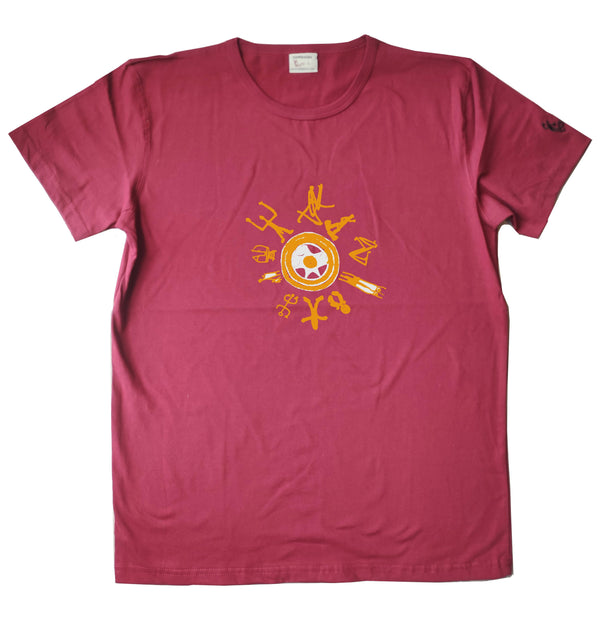 one love - T-shirt homme bio Sambalou couleur rouge bordeau 2