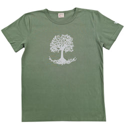 t-shirt homme sambalou vert kaki - motif arbre 