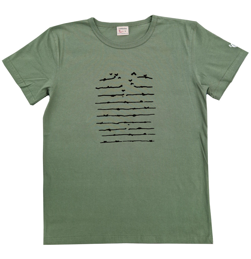 Flybarbelé  - T-shirt homme bio Sambalou couleur vert kaki