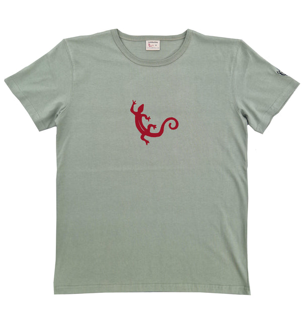 Salamandre rouge - T-shirt homme bio Sambalou couleur vert olive 2023