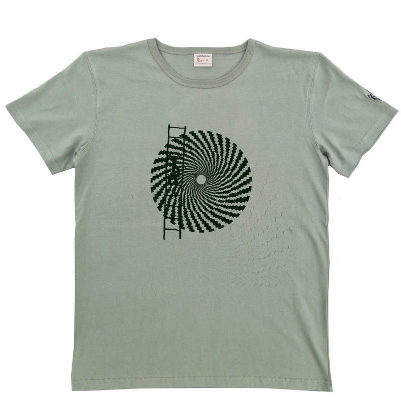 T-shirt homme bio Sambalou couleur vert olive geometrie 2