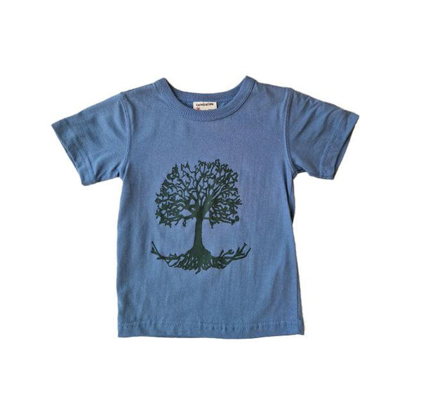 t-shirt enfant 3 ans bleu gris arbre