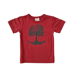 T-shirt enfant rouge " arbre "  3 ans