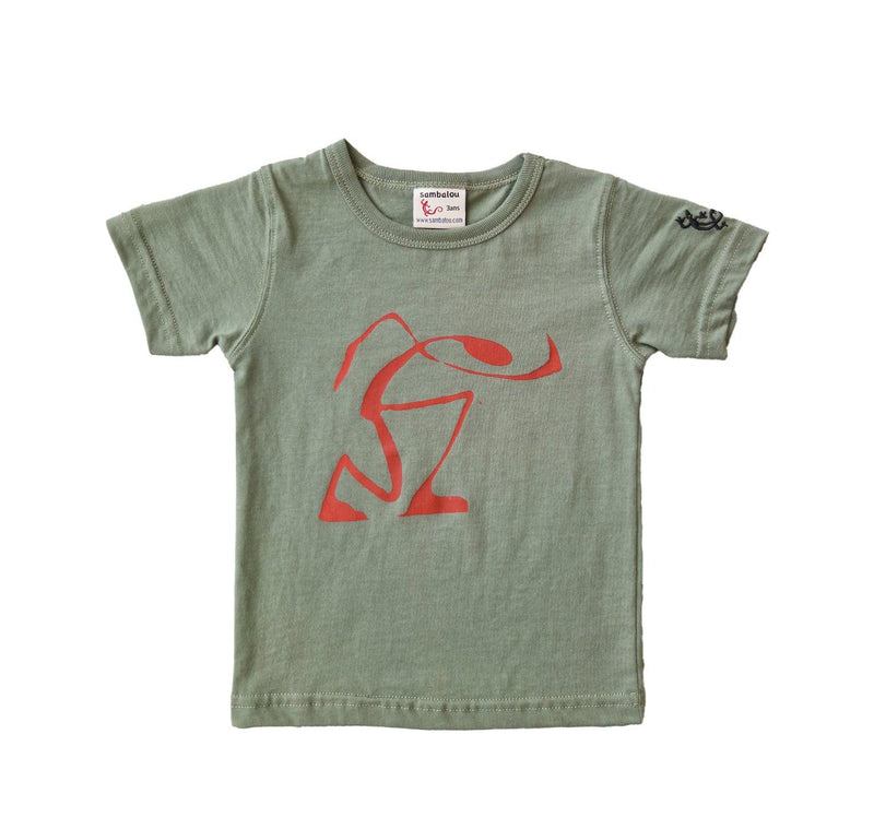 t-shirt enfant 3 ans vert olive marcheur
