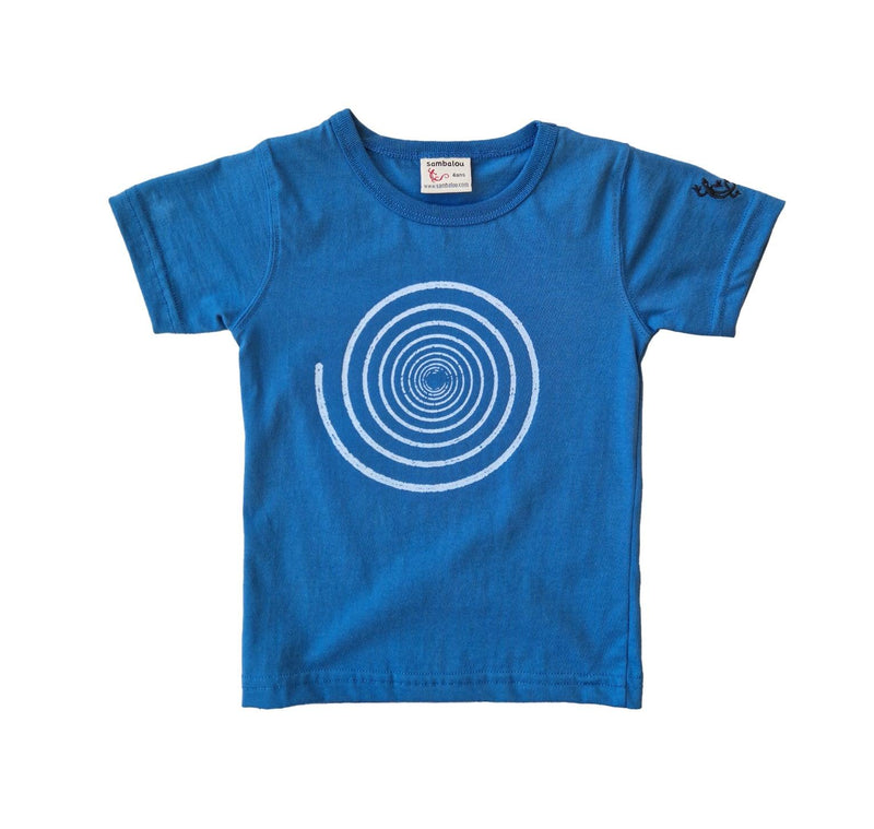 t-shirt enfant 4 ans bleu spirale
