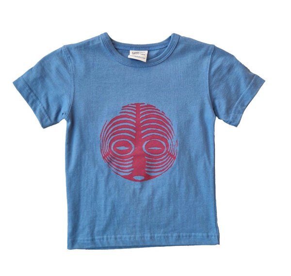 t-shirt enfant 5 ans bleu gris amadou masque africain