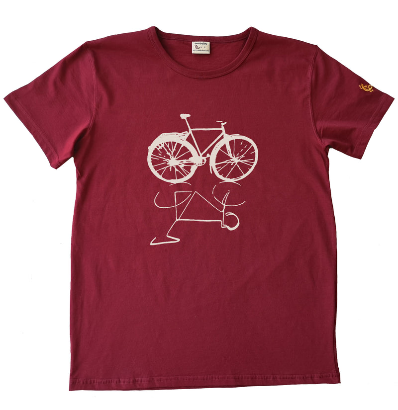 t-shirt homme sambalou modèle vélo live rouge