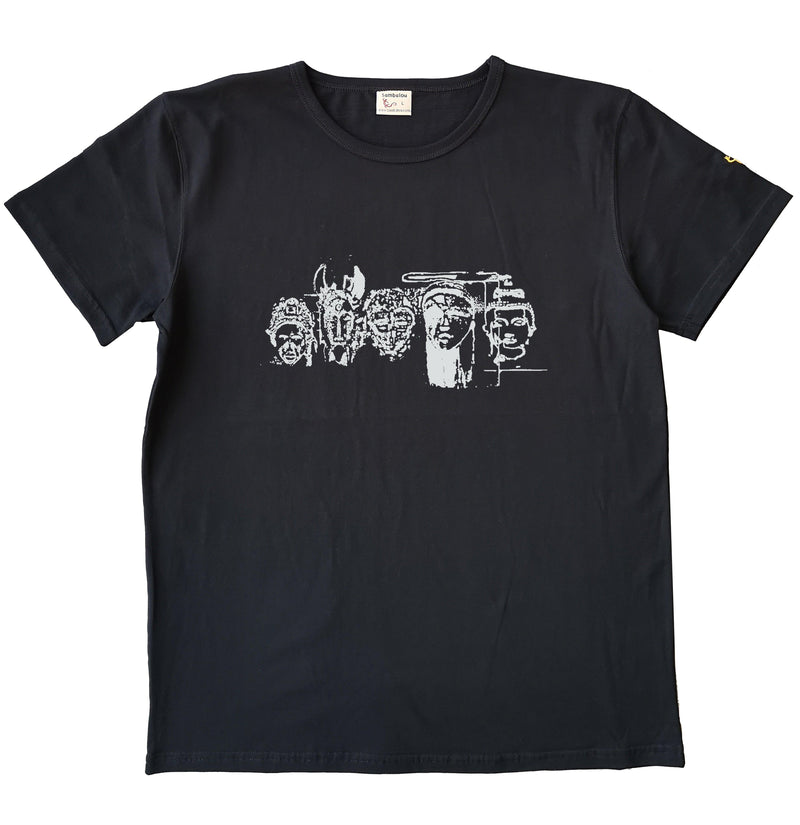 T-shirt " 5 continents " noir - T-shirt homme 100% coton biologique - Sérigraphie en Belgique - Tee shirts originaux et coloré