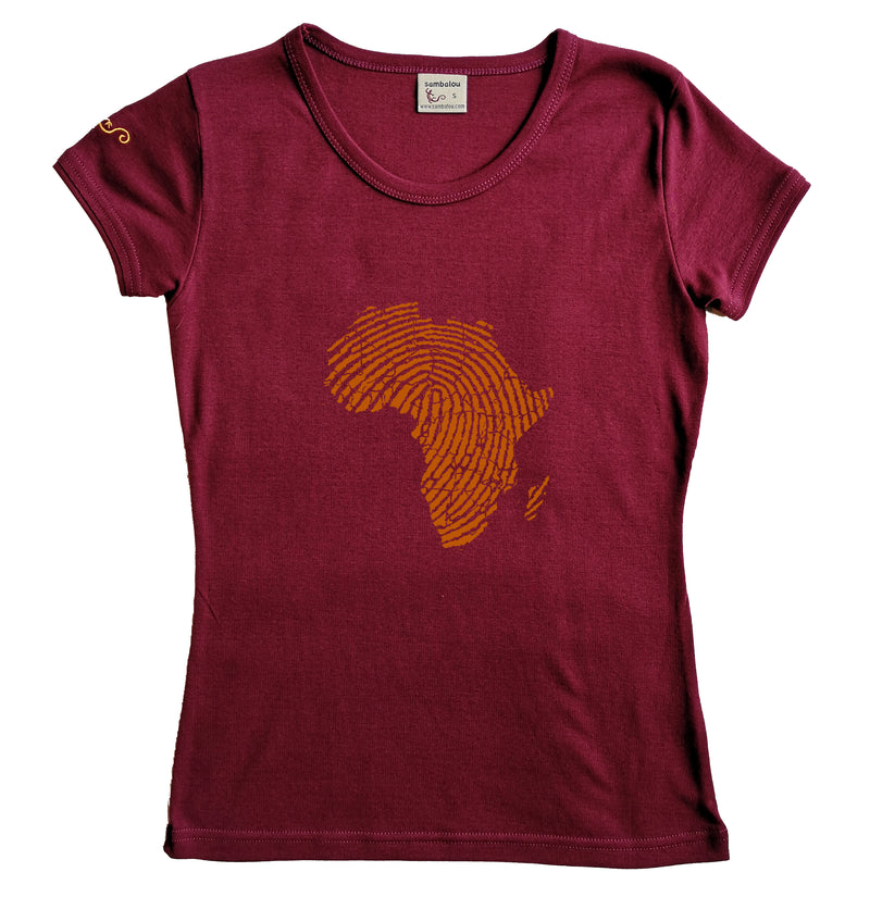 T-shirt femme BIO col rond " Empreinte africaine "
