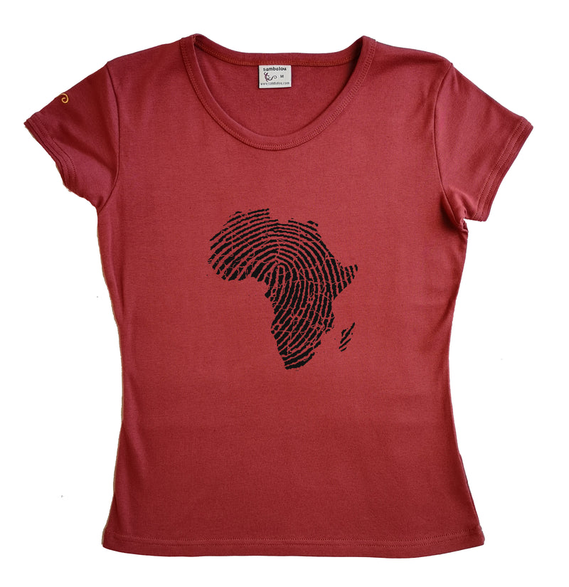 T-shirt femme BIO col rond " Empreinte africaine "