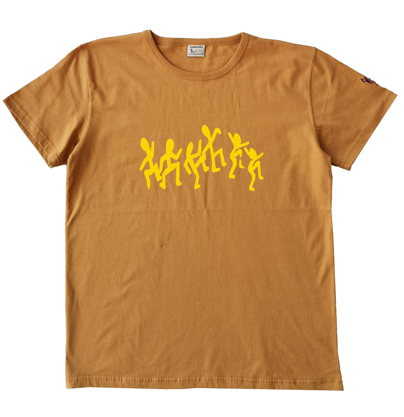 Danseurs jaune - T-shirt homme bio Sambalou couleur jaune moutarde