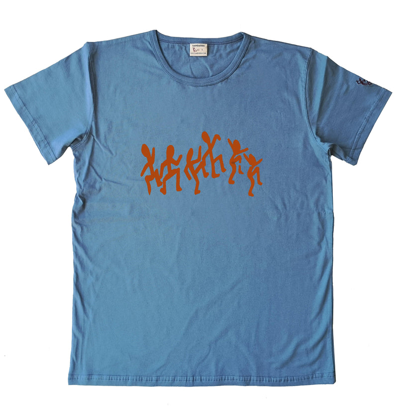 T-shirt "Danseurs" Bleu Gris - T-shirt homme 100% coton biologique - Sérigraphie en Belgique - Tee shirts originaux et colorés
