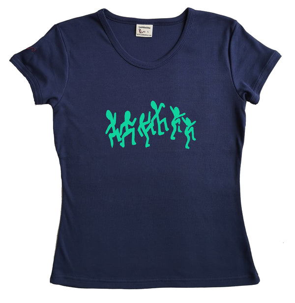 Danseurs turquoise - t-shirt femme bio couleur bleu marine