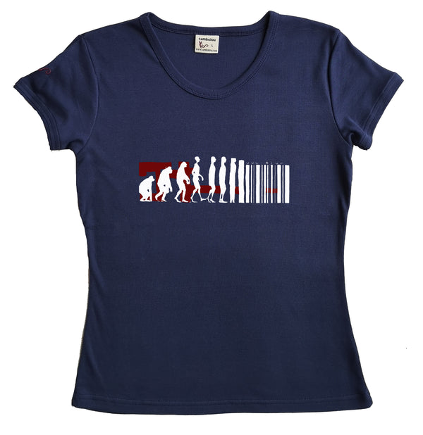 Evolution - t-shirt femme roxanne couleur bleu marine-Récupéré