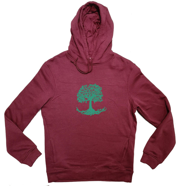 Sweat à capuche bio - hoodies Sambalou -  arbre - bordeaux