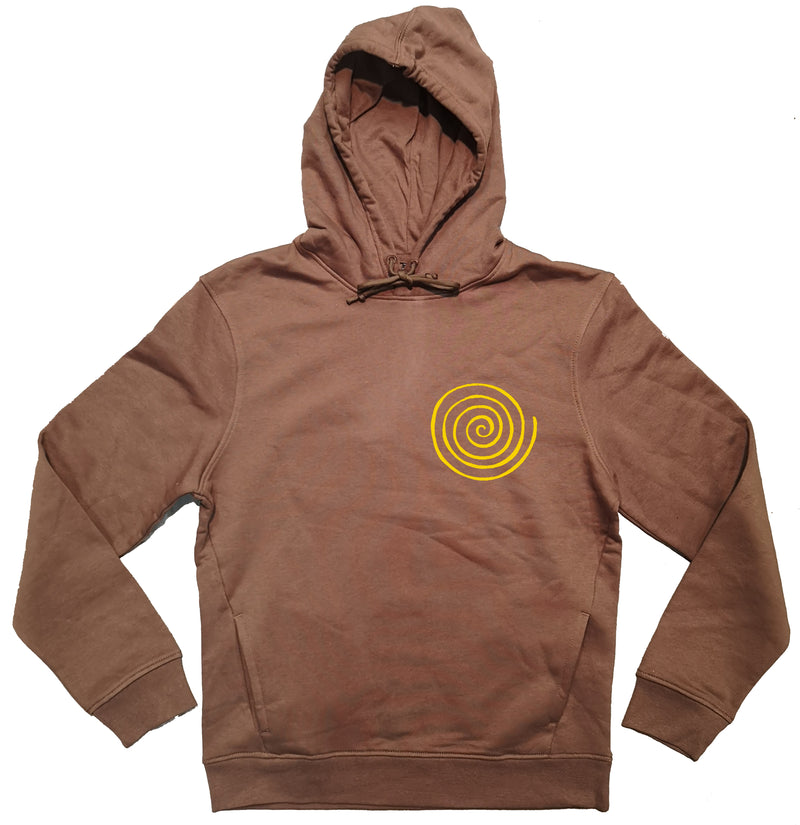 Sweat à capuche bio - hoodies Sambalou -  spirale pochette - brun 