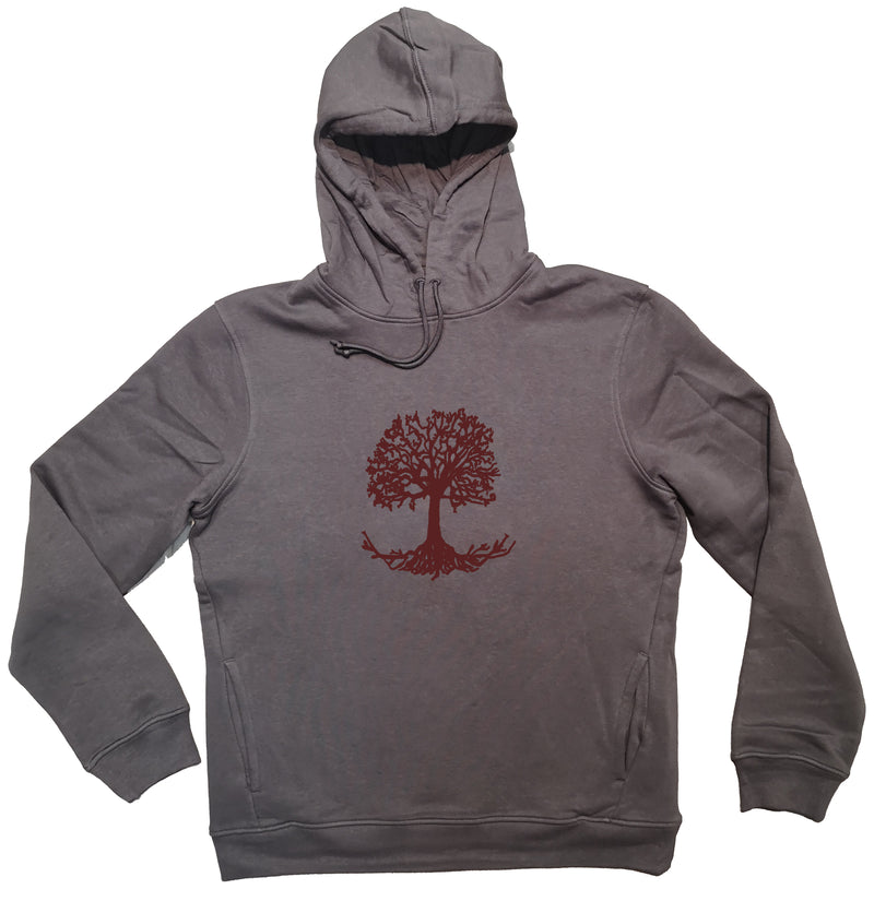 Sweat à capuche bio - hoodies Sambalou -  arbre de vie - gris anthracite