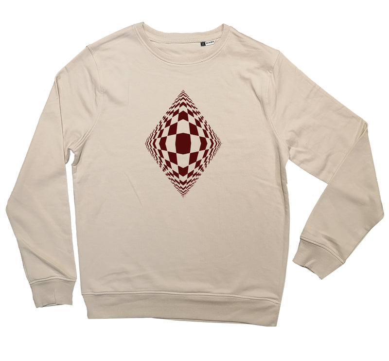 Sweat crew neck homme bio Sambalou couleur blanc cassé diamond