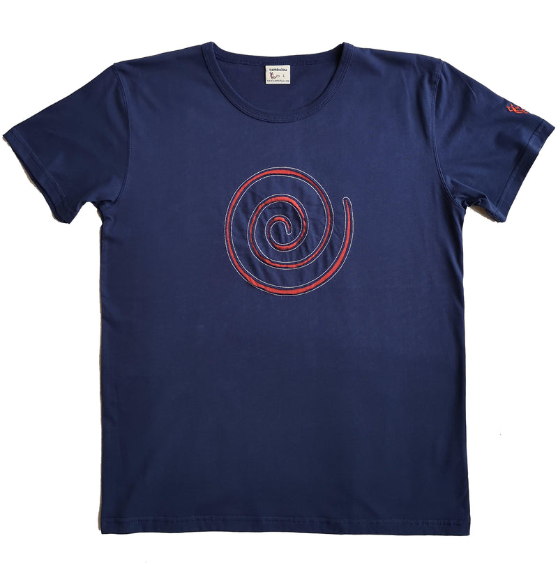 T-shirt classique homme sambalou " spirale brodé " t-shirt bleu marine