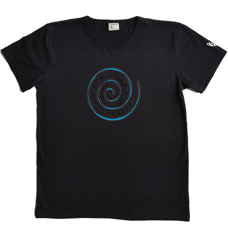 t-shirt classique homme sambalou " spirale brodé " t-shirt noir