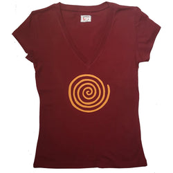 T-shirt rouge collection femme motif Spirale , teeshirt sérigraphié , coton bio