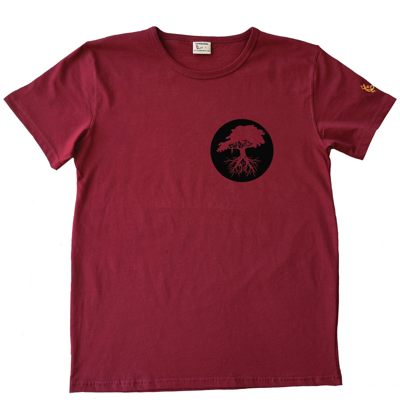 T-shirt homme bio Sambalou couleur rouge arbre pochette