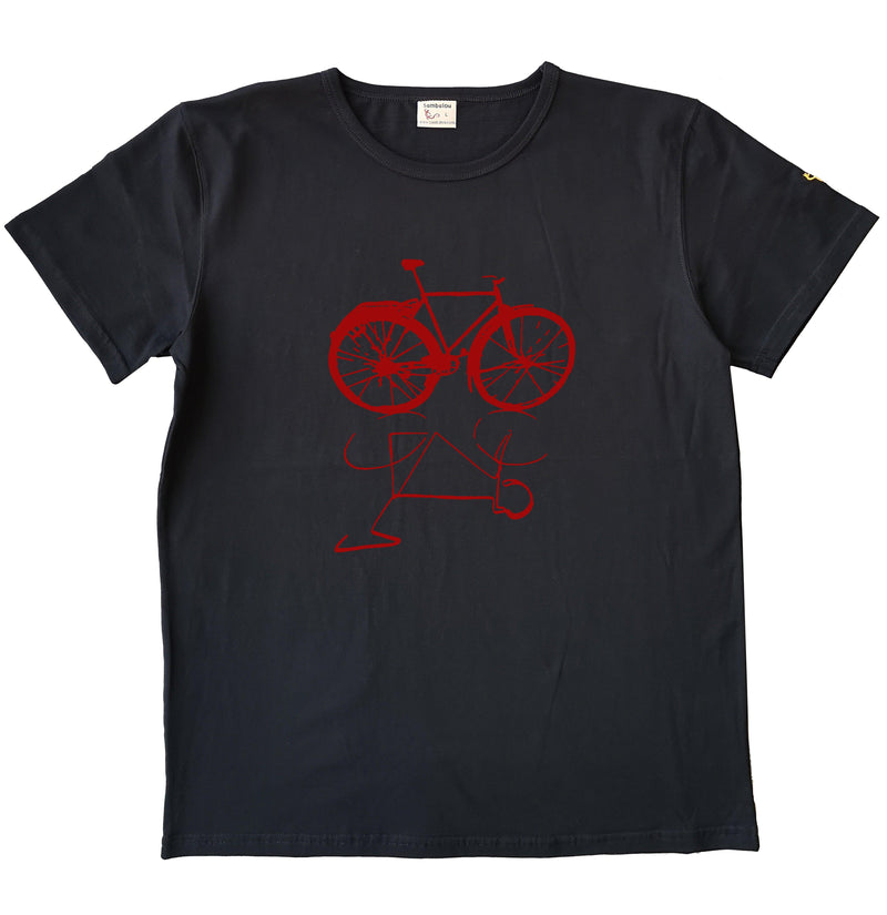 t-shirt bio classique homme sambalou couleur noir - motif vélo live