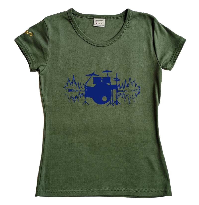 T-shirt femme BIO col rond " Drumswave "