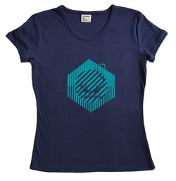 hexabalou - t-shirt femme bio couleur bleu marine
