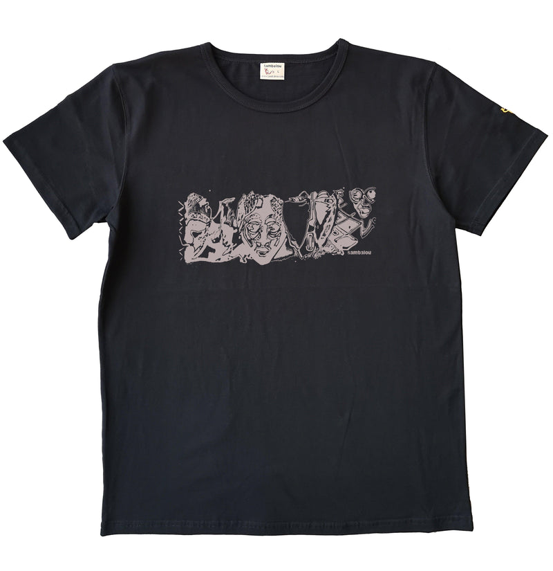 T-shirt "Panoramasque" Noir - T-shirt homme 100% coton biologique - Sérigraphie en Belgique - Tee shirts originaux et colorés - Sambalou