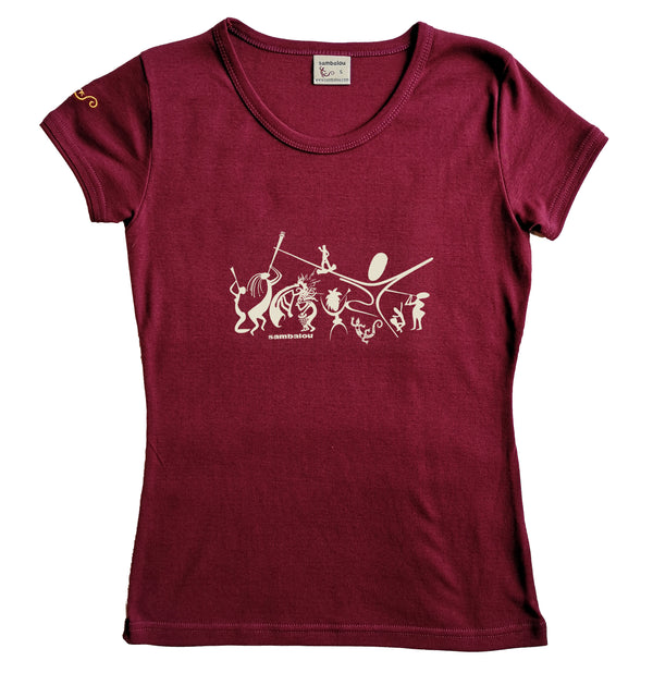 sambadance blanc - t-shirt femme roxanne couleur cordovan