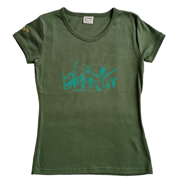 sambadance turquoise - t-shirt femme roxanne couleur vert kaki
