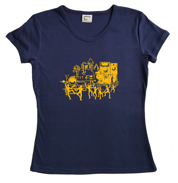 sambanight jaune- t-shirt femme bio couleur bleu marine