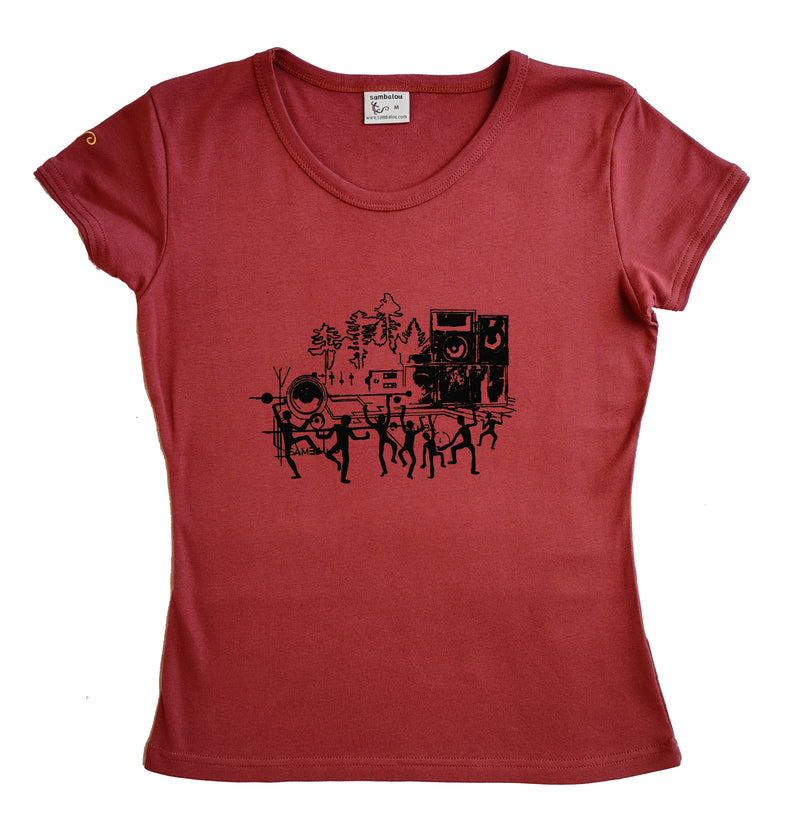 sambanight noir - t-shirt femme bio couleur rouge ketshup
