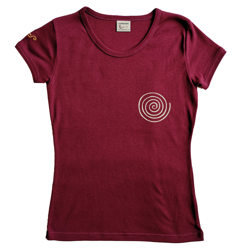 T-shirt femme BIO col rond " Spirale pochette "