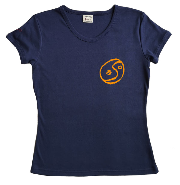 t-shirt femme bio couleur bleu marine yinyin yang 